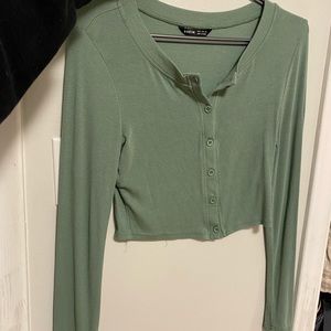 SHEIN Crop Button Up Long Sleeve!